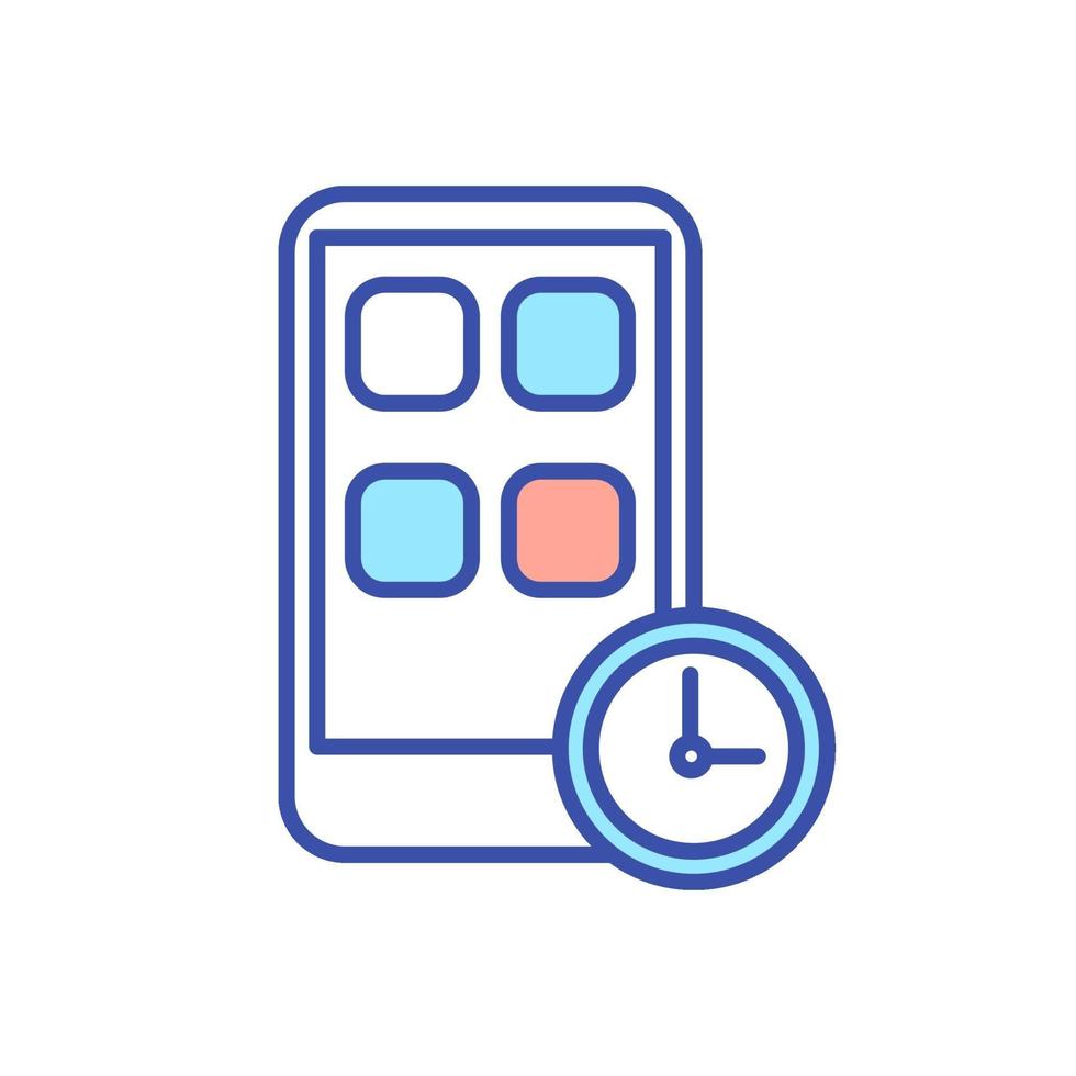 Mobile phone app block timer RGB color icon vector