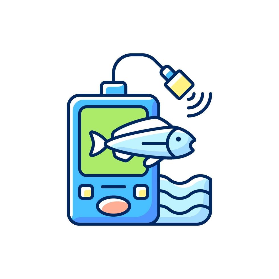 Fish finder RGB color icon vector