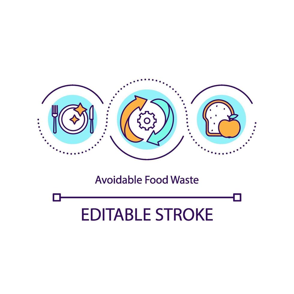 icono de concepto de desperdicio de alimentos evitable vector