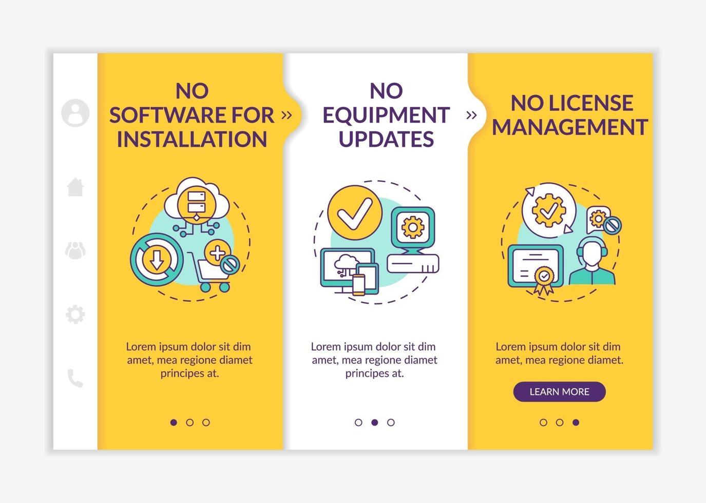 Software as service advantages onboarding vector template