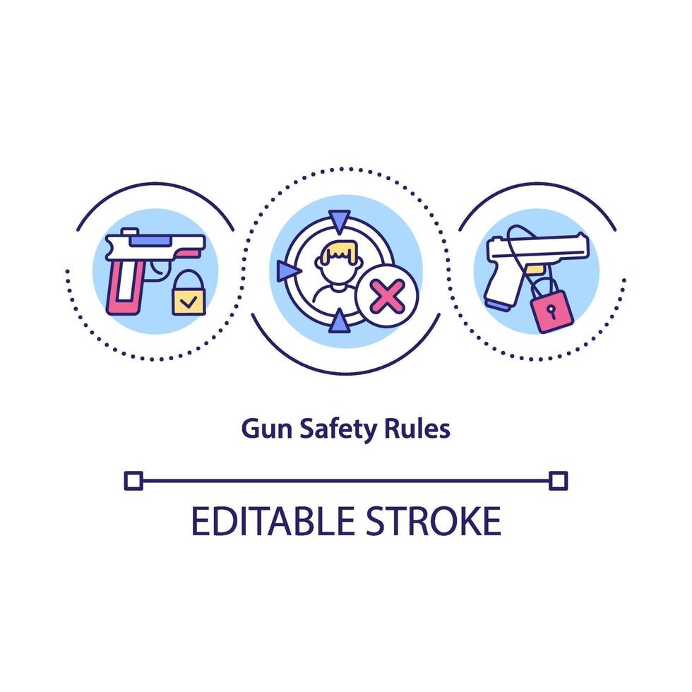 Gun safety rules concept icon vector