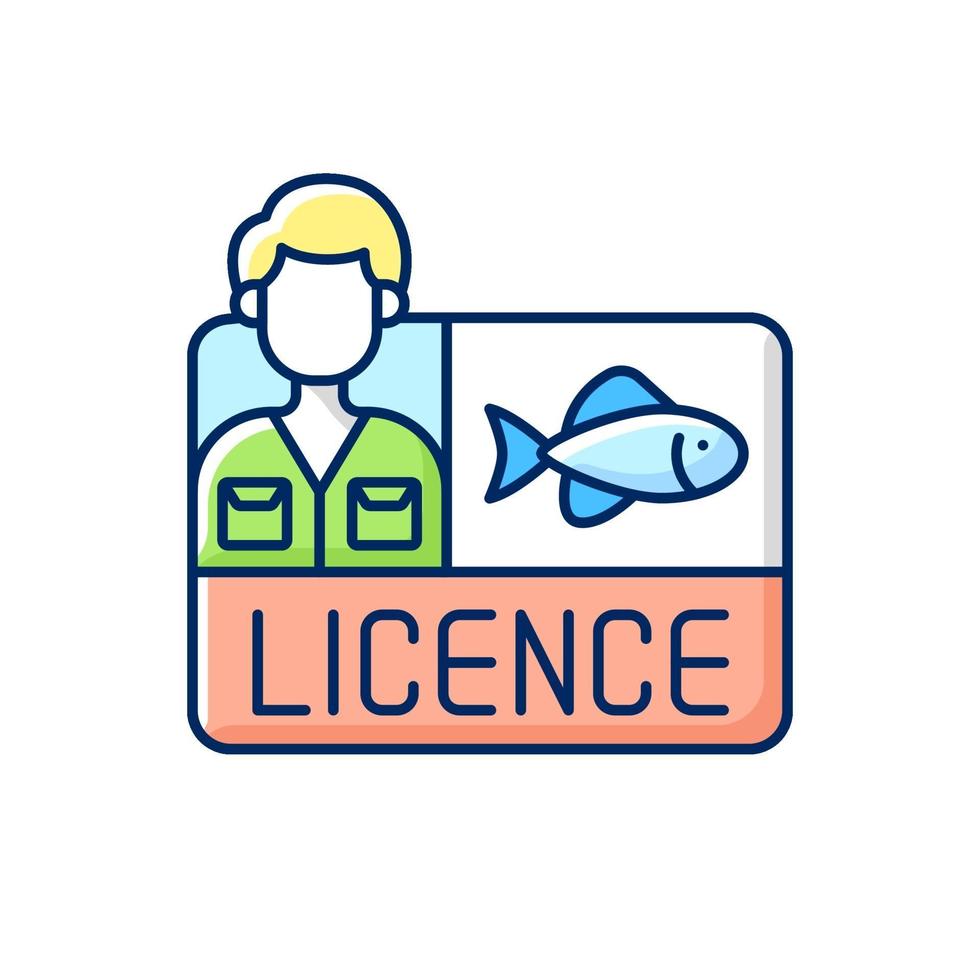 Licencia de pesca icono de color rgb. vector