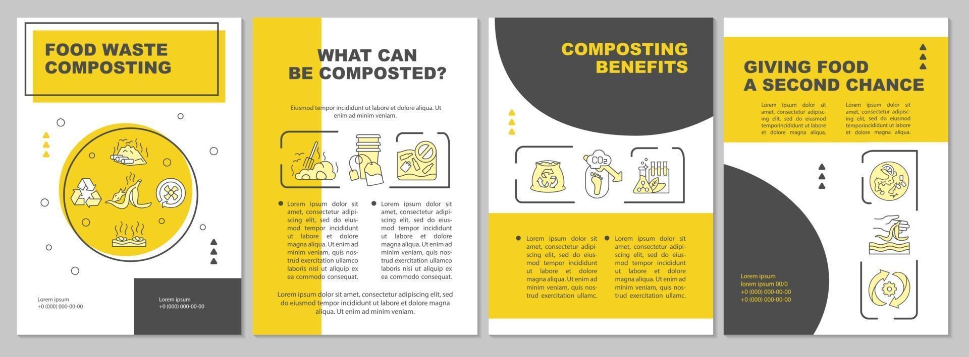 Food waste composting brochure template vector