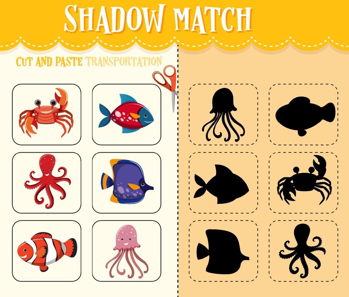 Shadow match game for kids vector