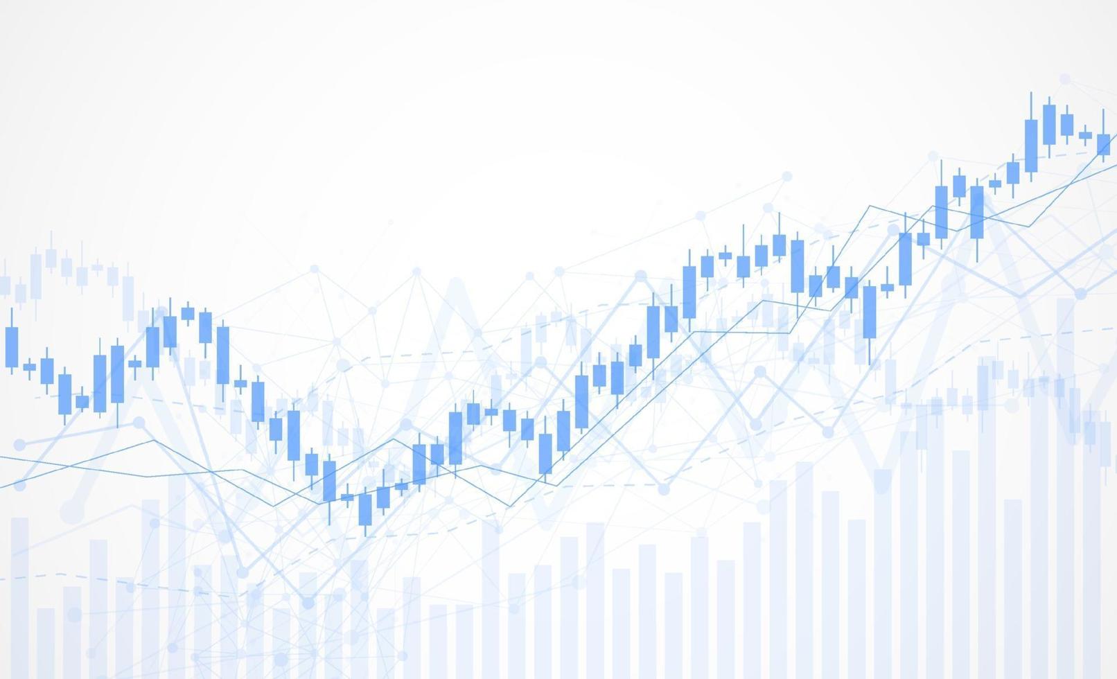 Gráfico del gráfico del palo de la vela del negocio del comercio de inversiones del mercado de valores en el diseño del fondo blanco punto alcista, tendencia del gráfico. ilustración vectorial vector