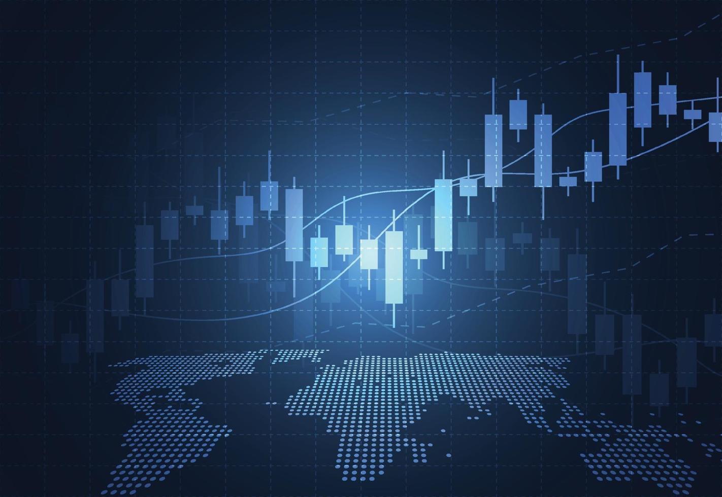 Gráfico del gráfico del palo de la vela del negocio del comercio de inversiones del mercado de valores en el diseño del fondo blanco punto alcista, tendencia del gráfico. ilustración vectorial vector