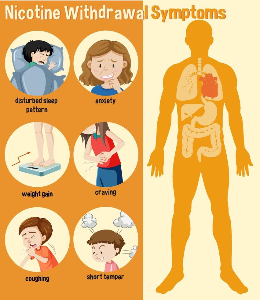 infografía de síntomas de abstinencia de nicotina vector