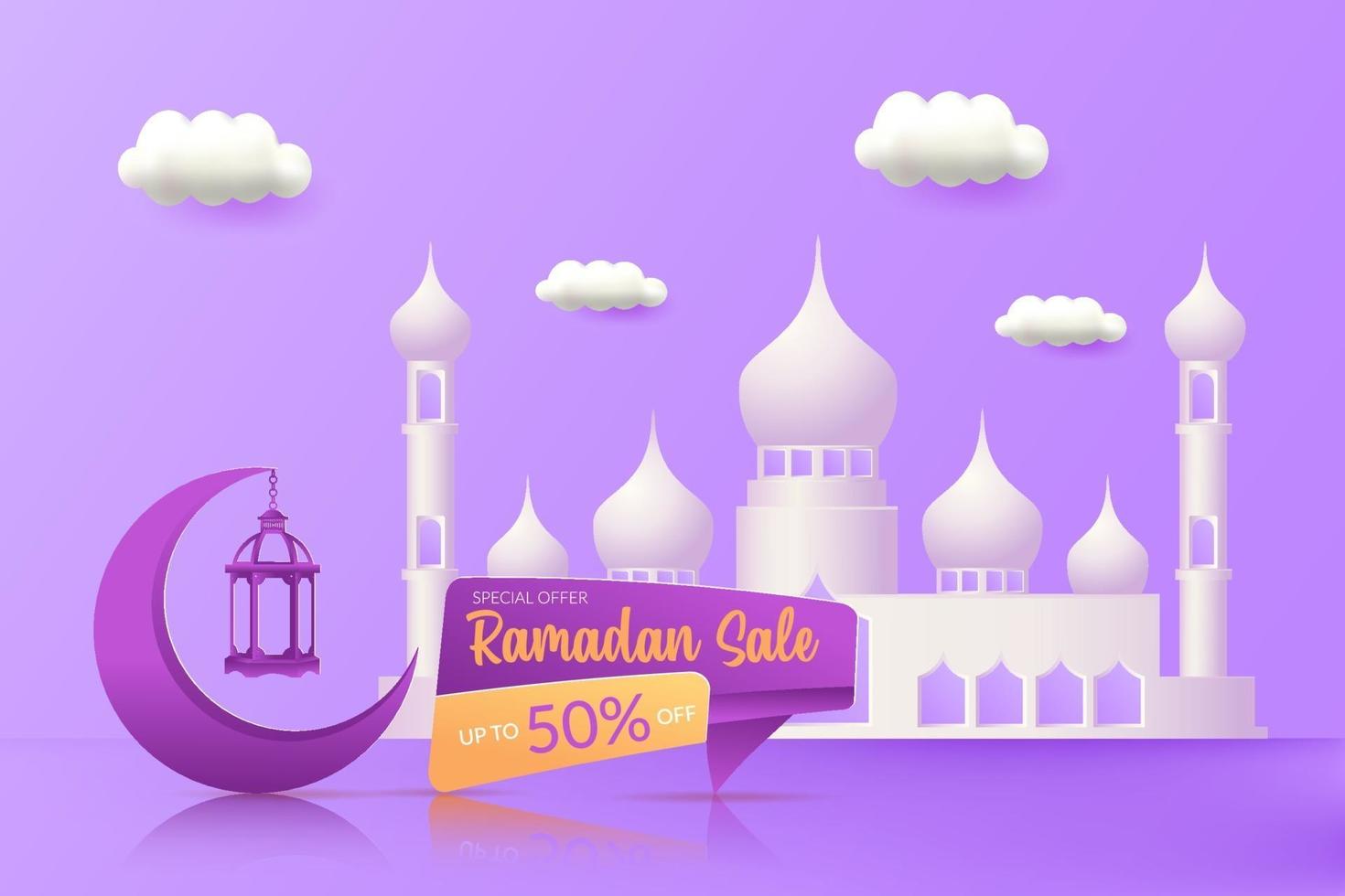 diseño de banner de anuncios de venta de Ramadán vector