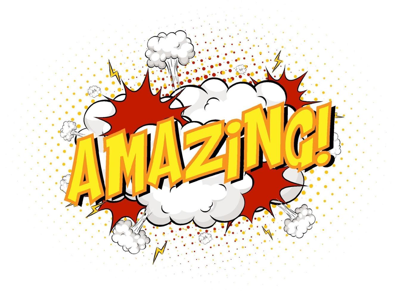 Word Amazing on comic cloud explosion background vector