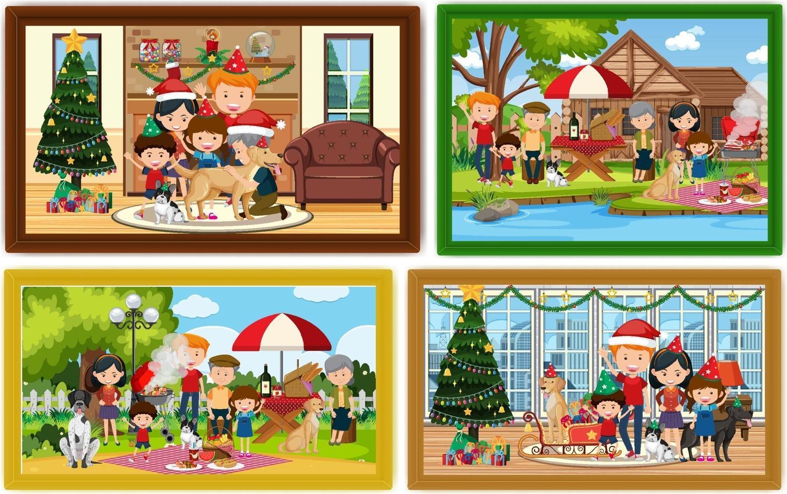 Set of different family photo frames vector