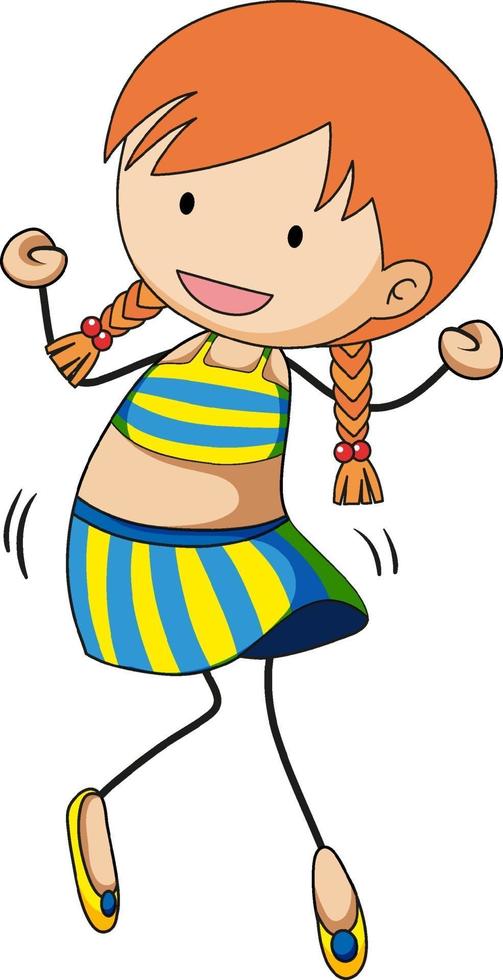 A girl cartoon character in doodle style isolated vector