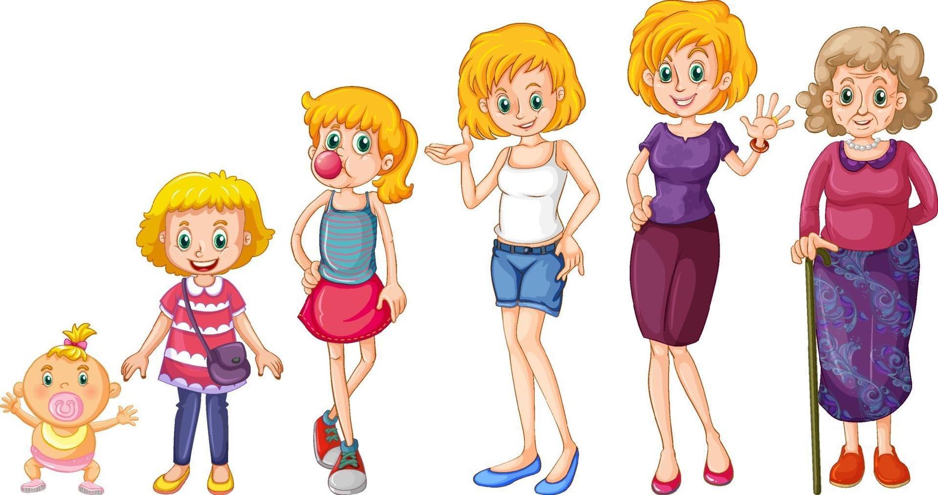 Steps of female growing up vector