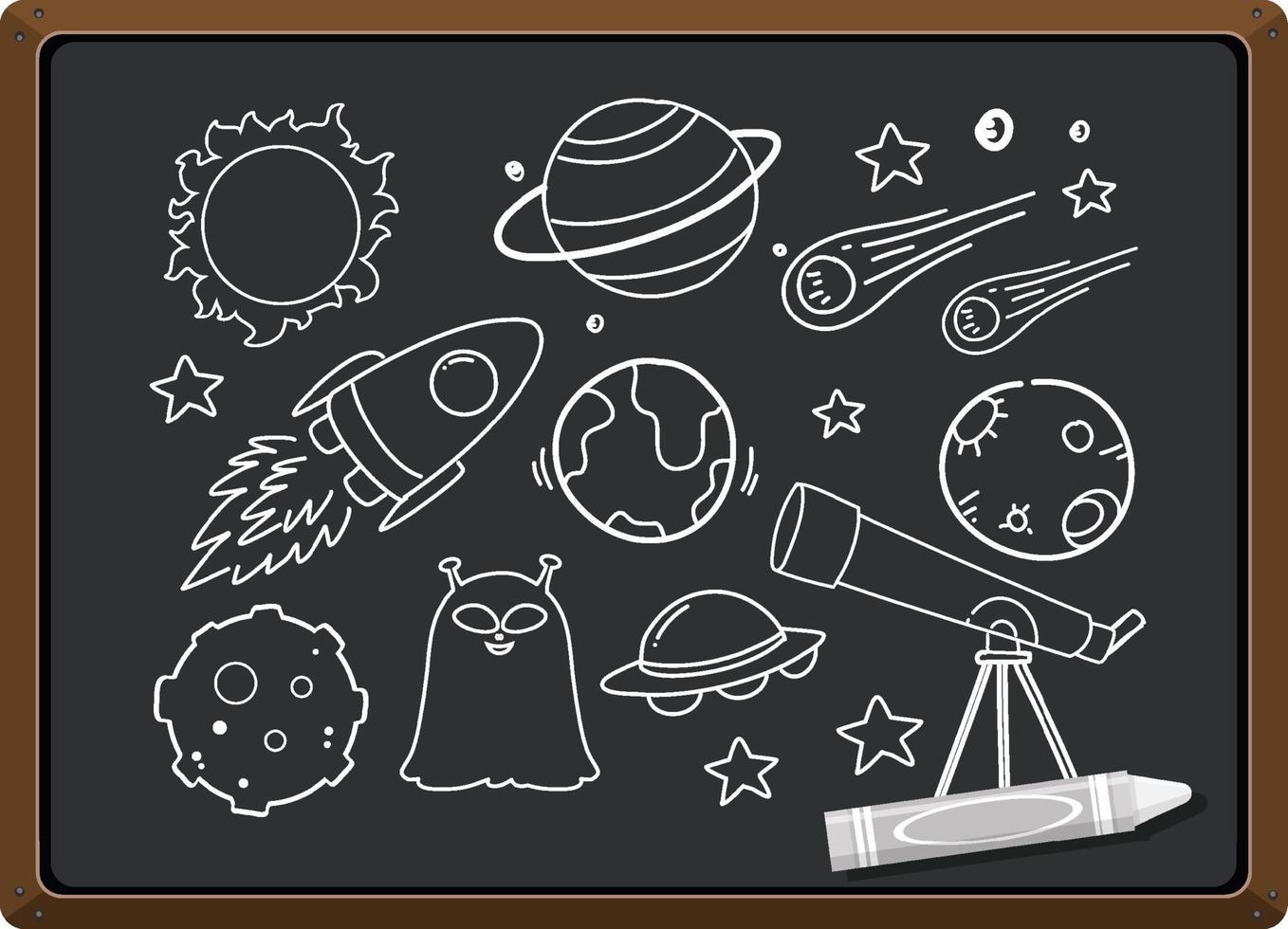 Hand drawn space element on chalkboard vector