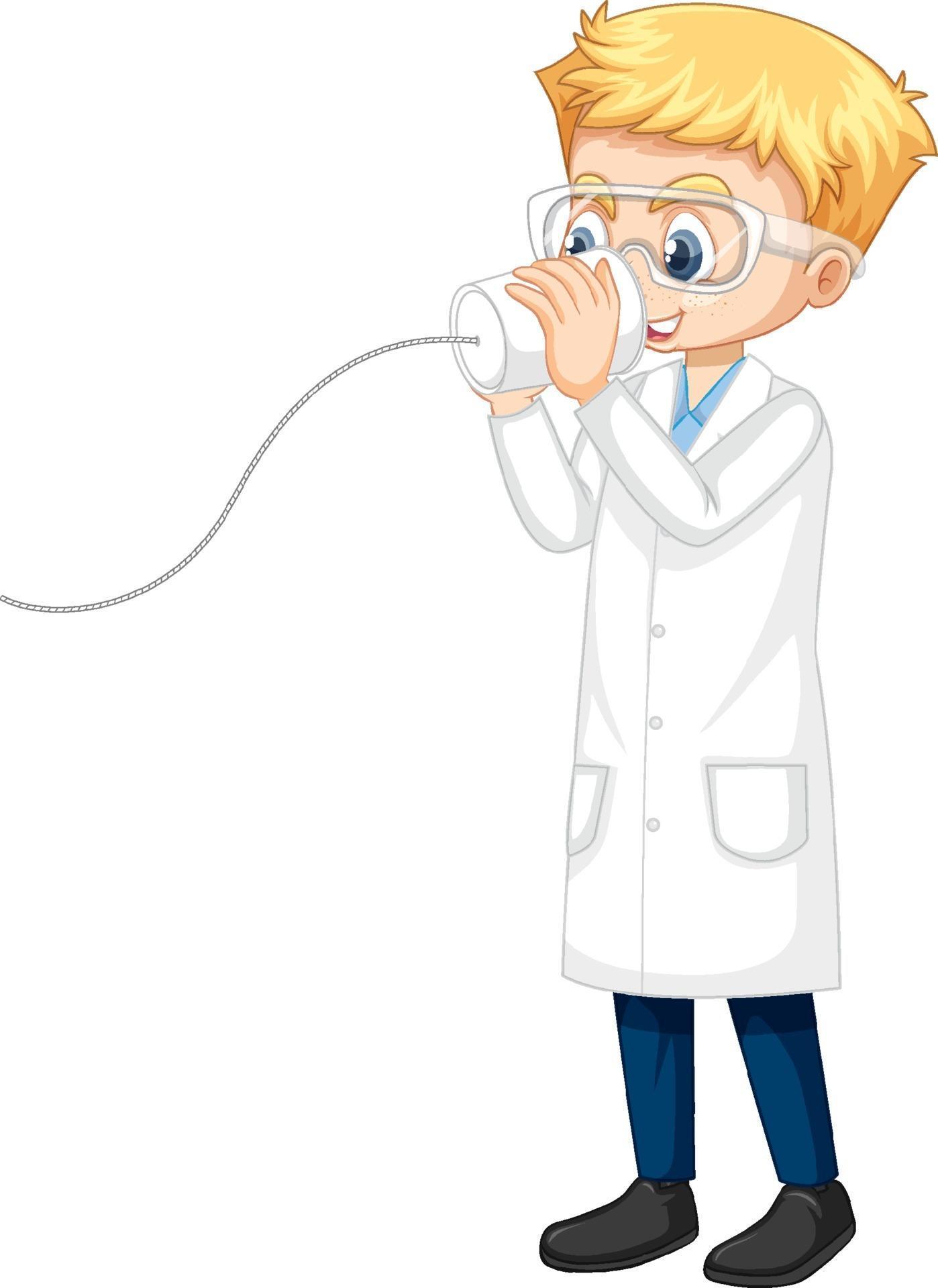 A boy wearing laboratory coat cartoon character 2062874 Vector Art at
