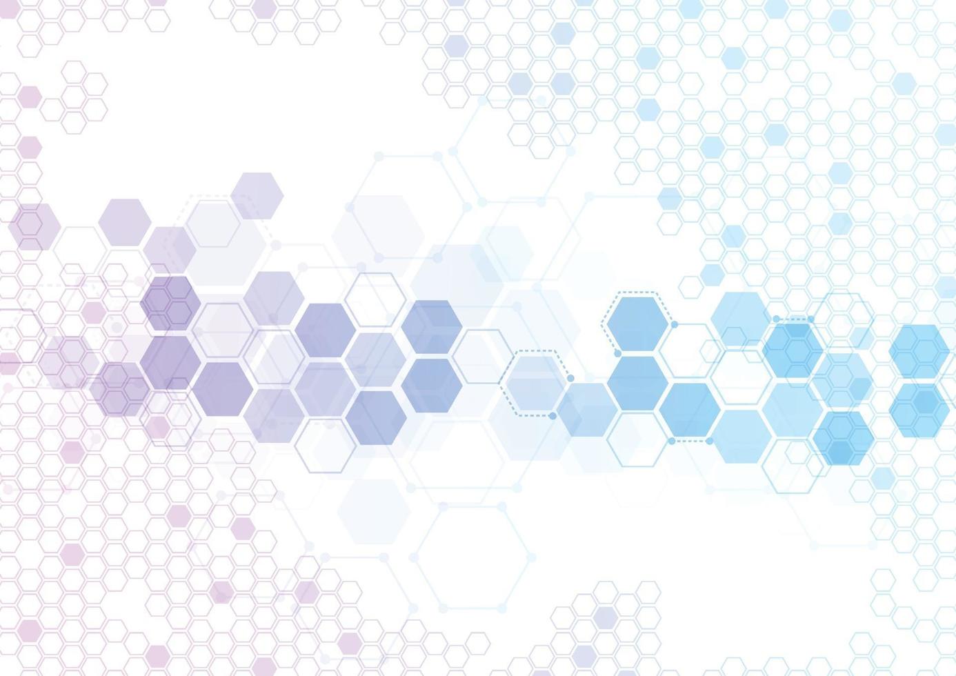 Abstract hexagonal molecular structures in technology background and science style. Medical design. Vector illustration