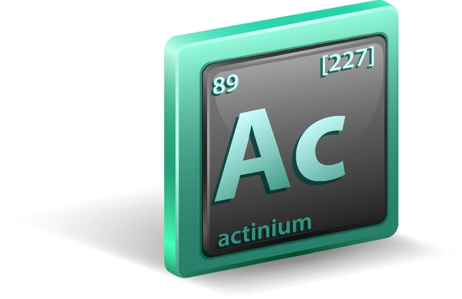 elemento químico actinio. símbolo químico con número atómico y masa atómica. vector