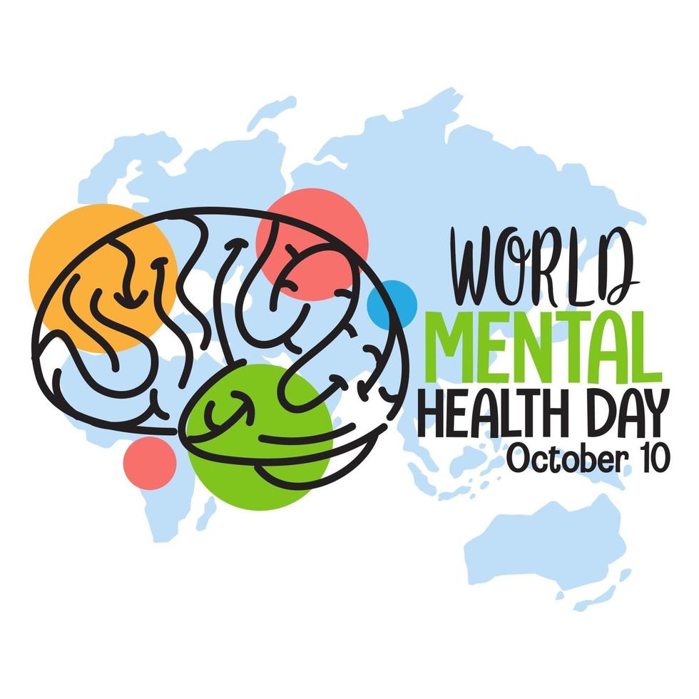 banner o logotipo del día mundial de la salud mental aislado sobre fondo blanco vector