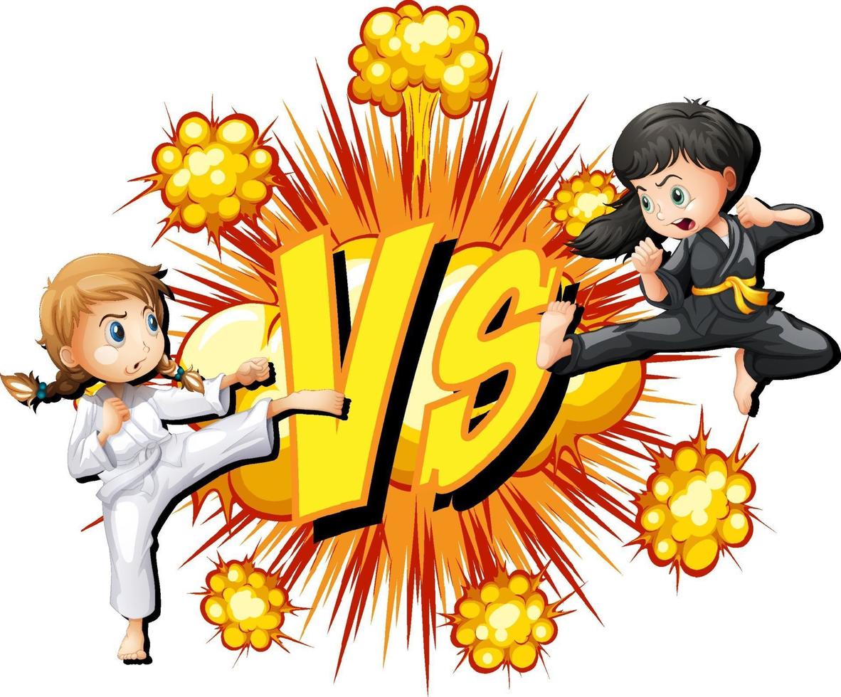 Two girls fighting on a white background vector