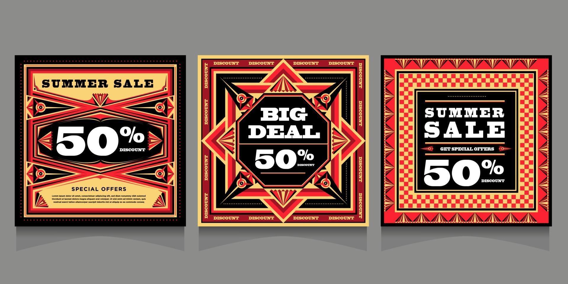 Summer Big Sale discount banner and poster design template for social media with propaganda design style vector