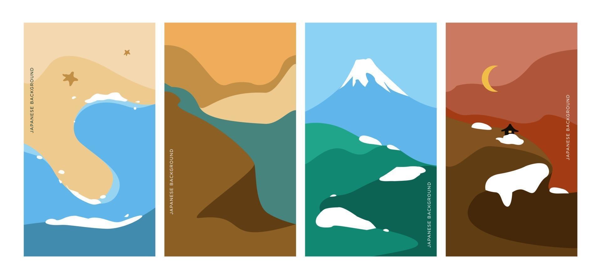 vector de patrón de paisaje con patrón de onda japonesa. fondo abstracto. plantilla de montaña.