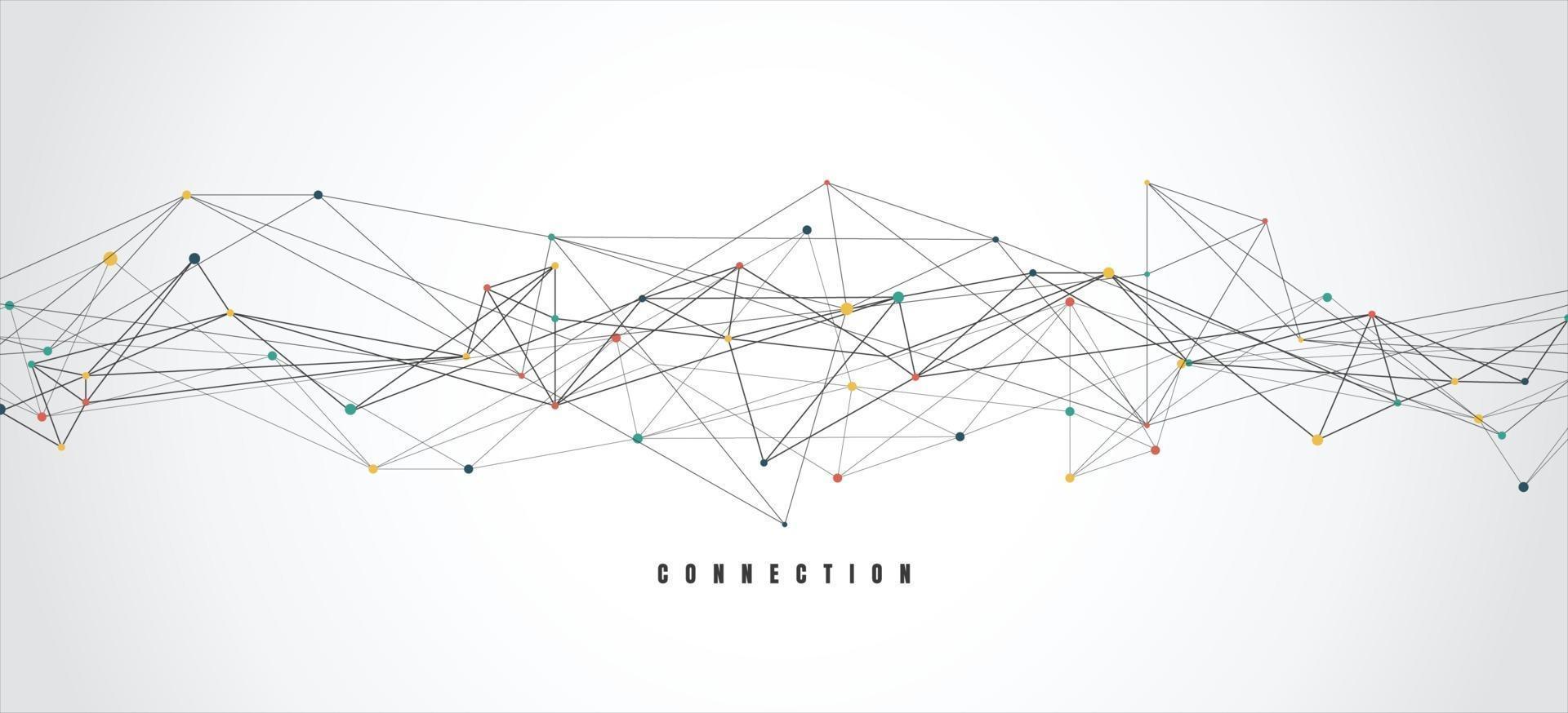 Abstract connecting dots and lines with geometric background. Modern technology connection science, Polygonal structure background. Vector illustration