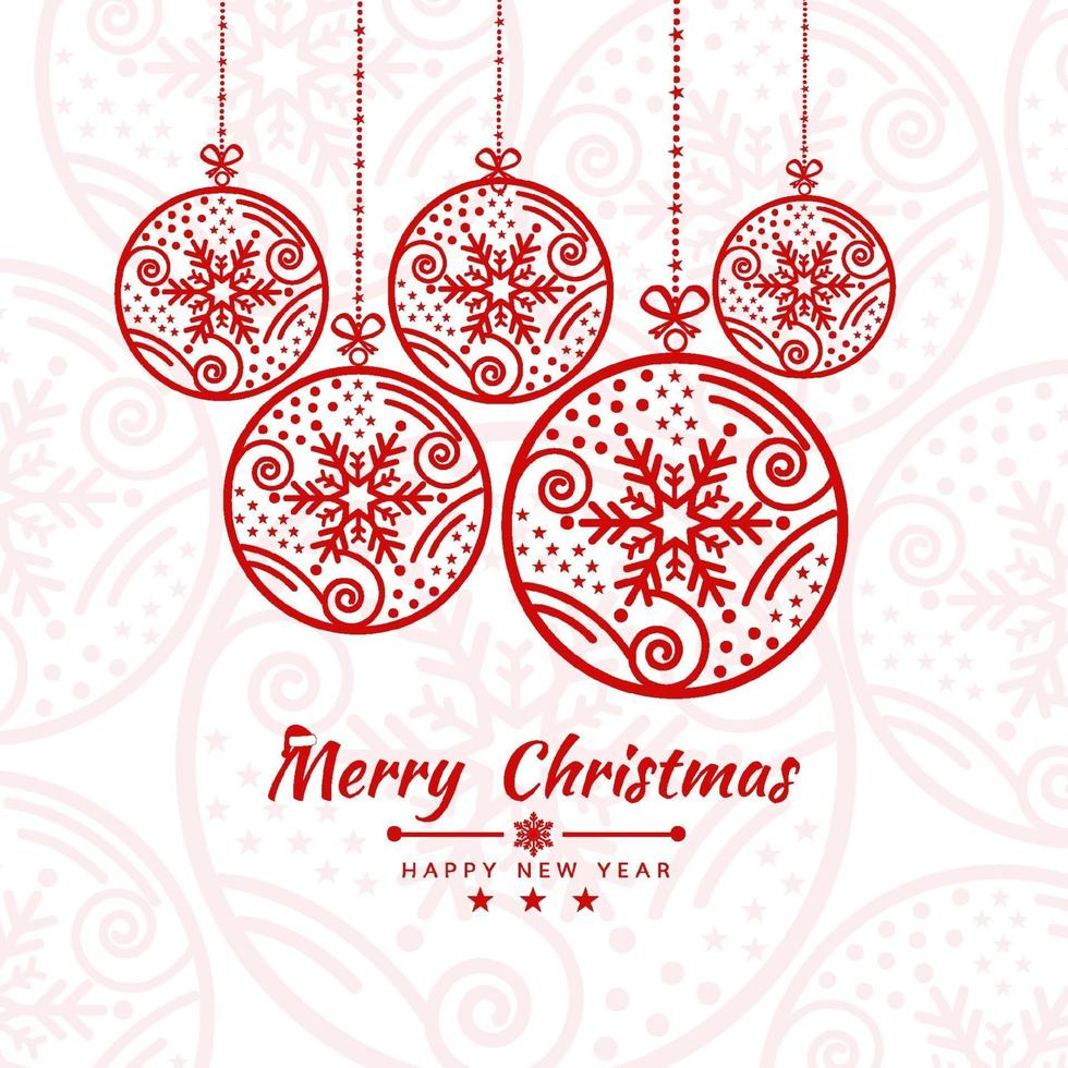 Merry Christmas getting card background with snow ball banner. Vector illustration