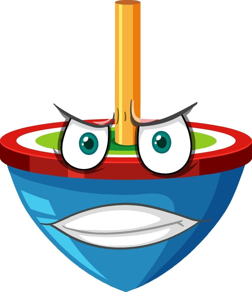 Spinning top cartoon character with facial expression vector