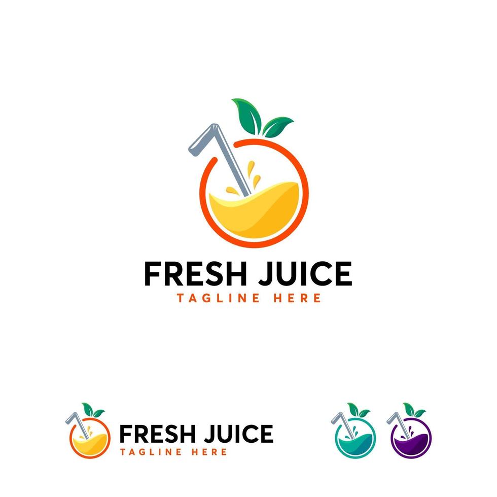 Fresh Juice logo designs template, Orange juice logo template vector