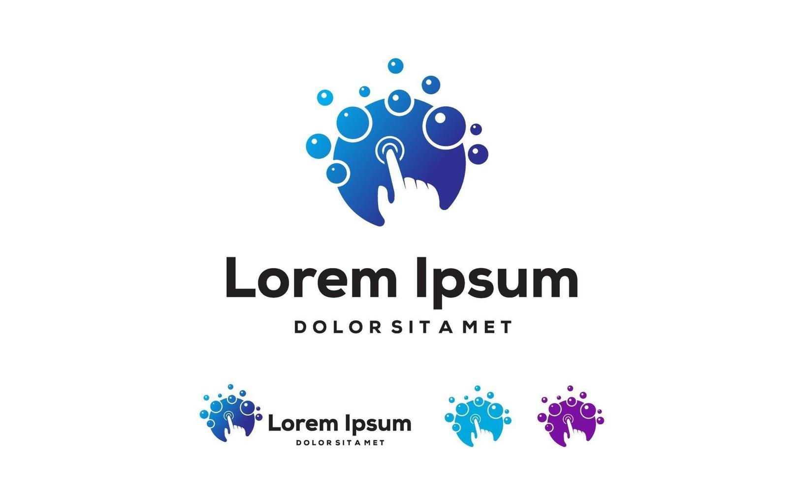 vector de concepto de diseños de logotipo de toque limpio, plantilla de logotipo limpio simple, símbolo de logotipo de limpieza en línea