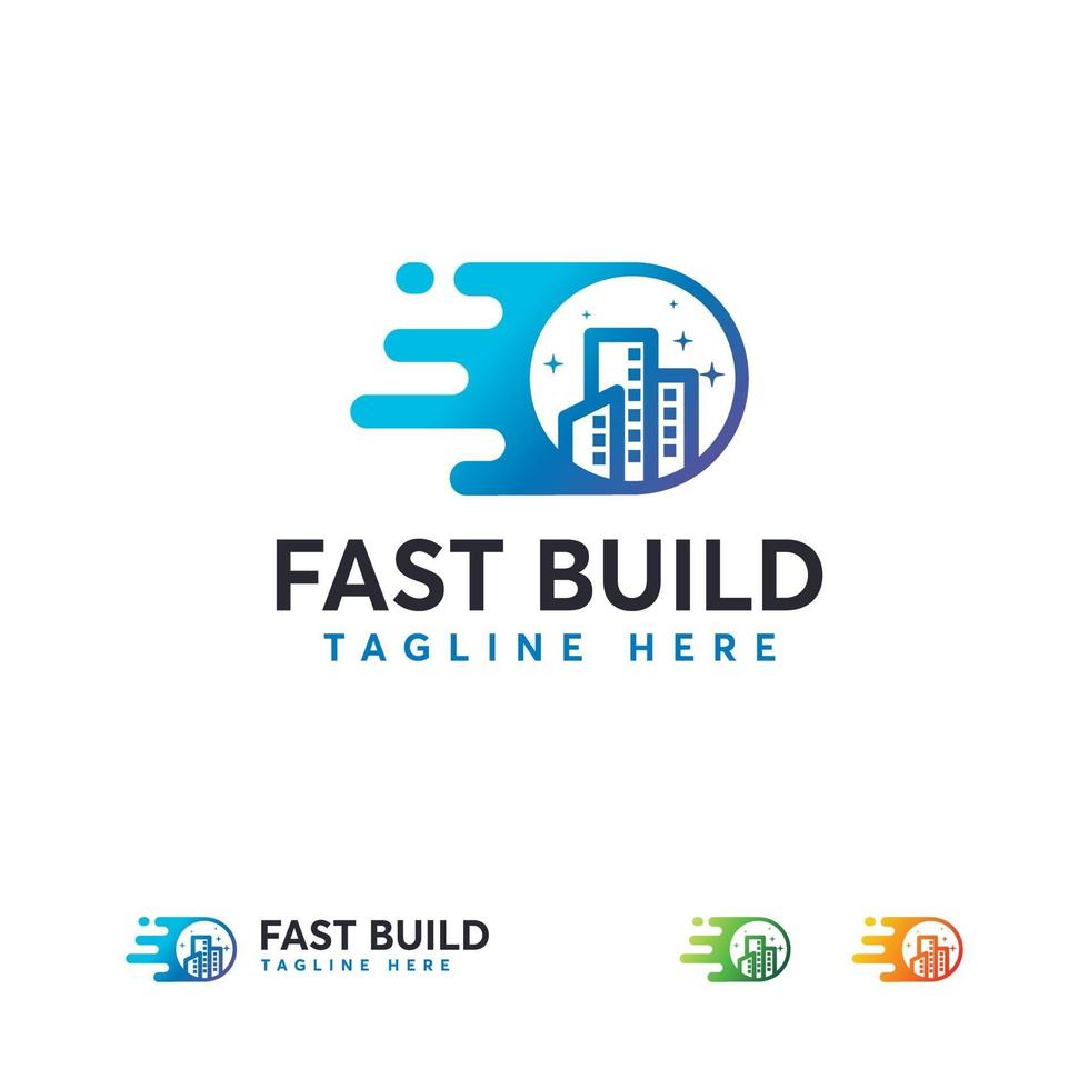 Fast Building Work logo designs concept vector, Moving House logo template, real estate logo symbol icon vector