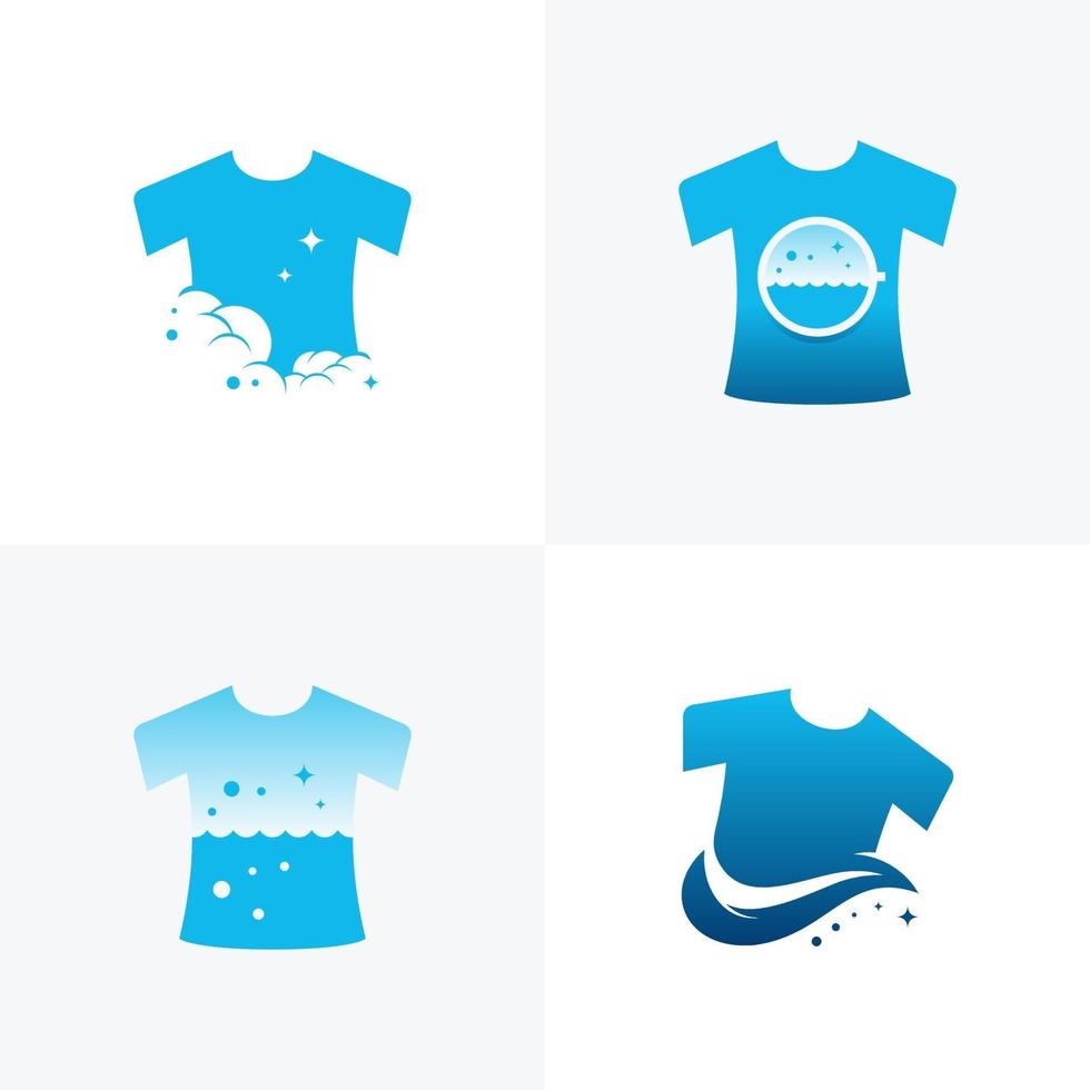 Set of Laundry Logo designs, Cloth Wash logo designs concept vector template