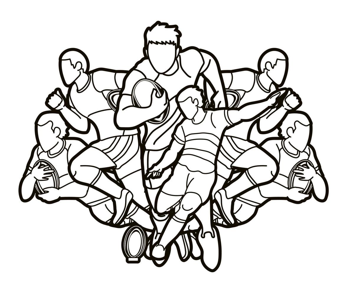 Rugby Players Action Outline vector