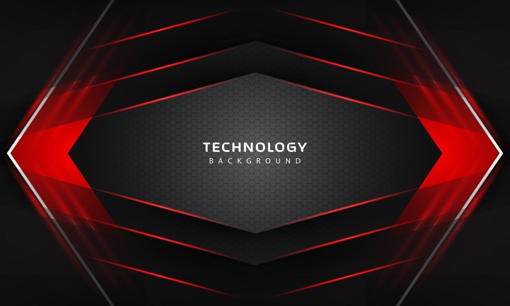 3D Overlap layers effect with red color light decoration. modern technology design template. vector