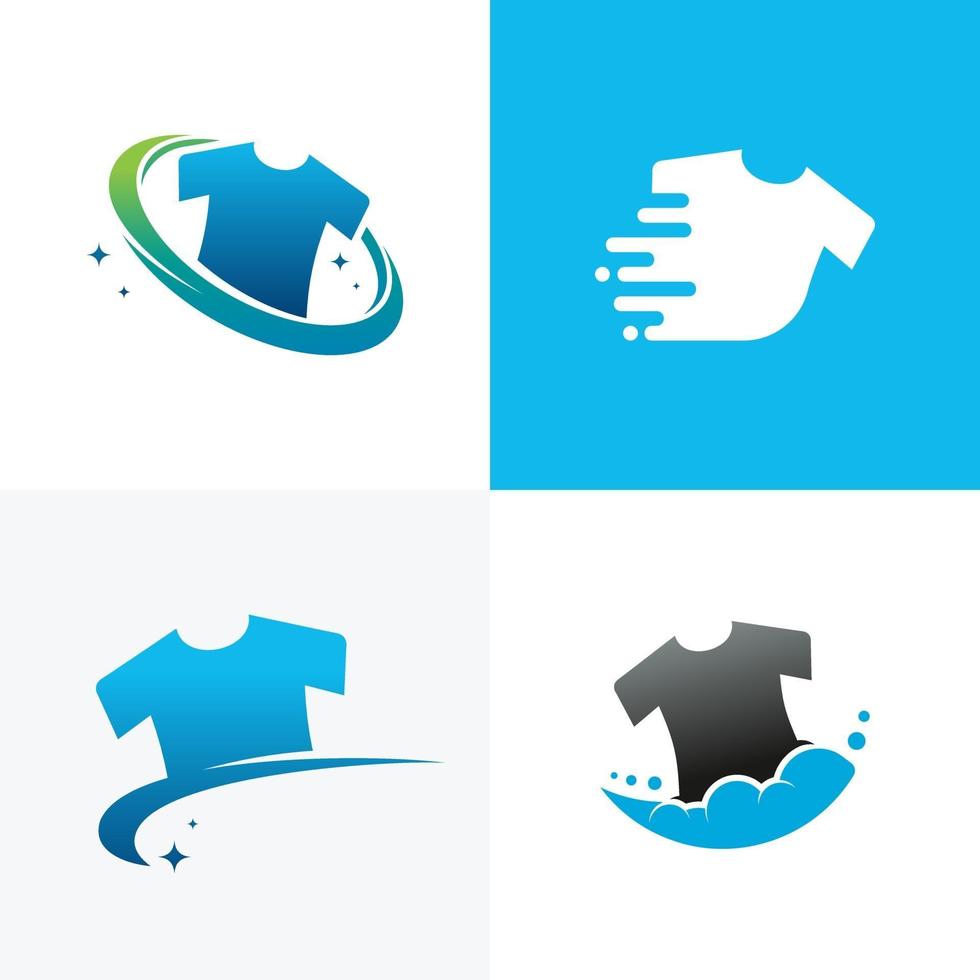 Set of Laundry Logo designs, Cloth Wash logo designs concept vector template