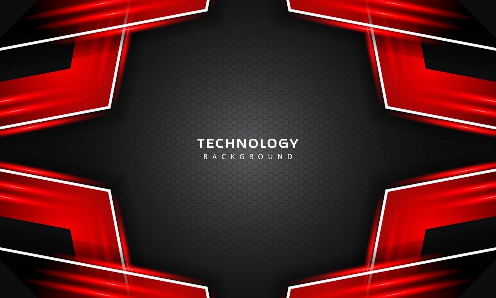 3D Overlap layers effect with red color light decoration. modern technology design template. vector
