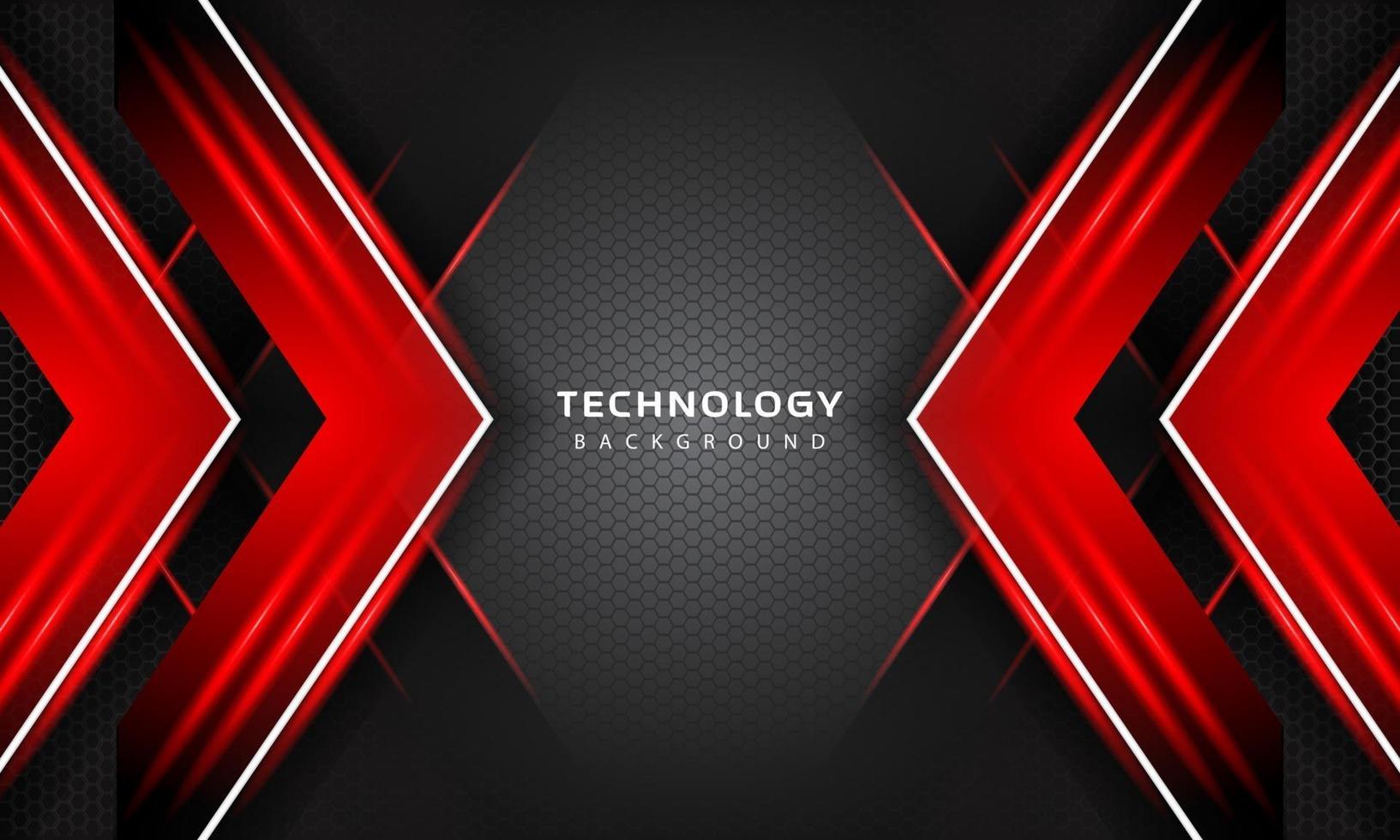 3D Overlap layers effect with red color light decoration. modern technology design template. vector