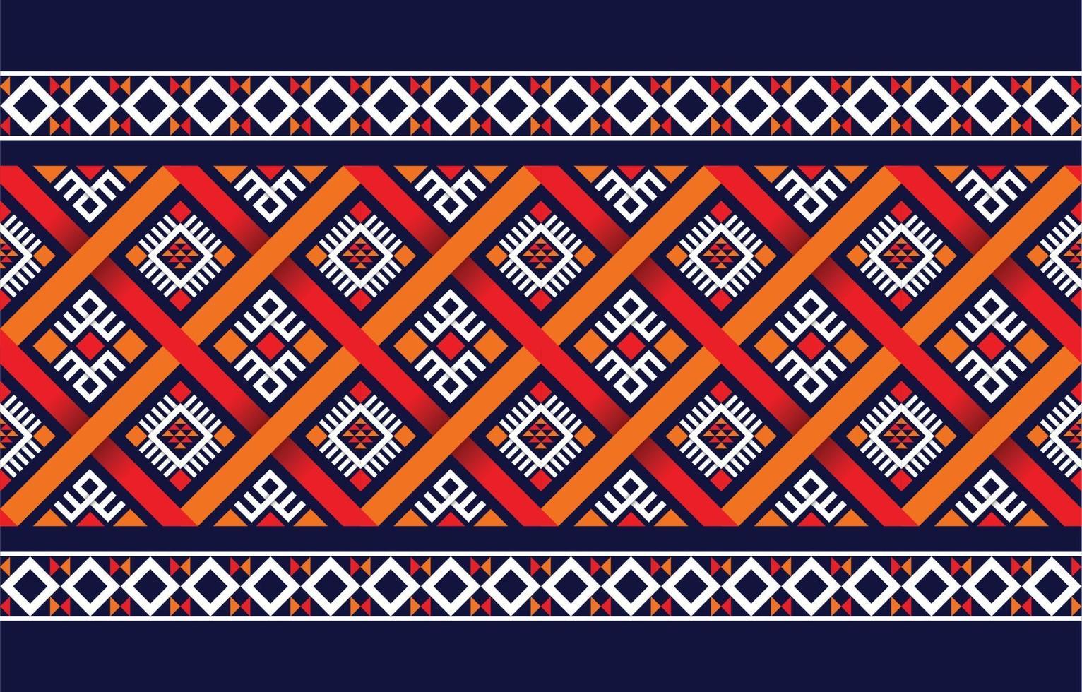 Ethnic boho pattern with geometric in bright colors. Design for carpet, wallpaper, clothing, wrapping, batik, fabric, Vector illustration embroidery style in Ethnic themes.