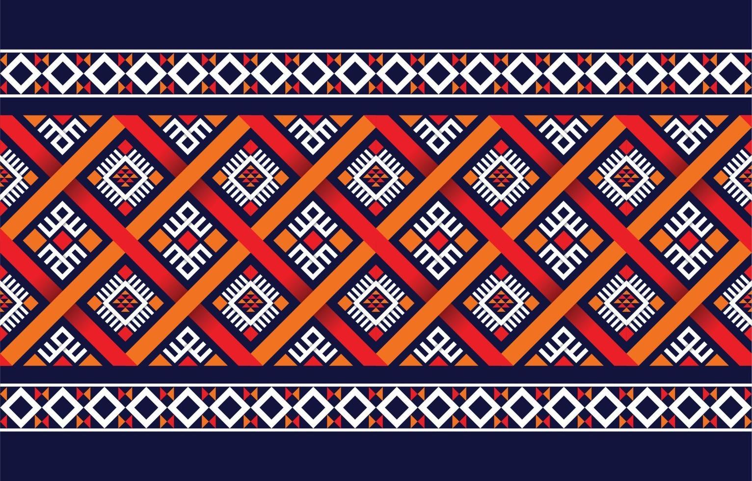 Ethnic boho pattern with geometric in bright colors. Design for carpet, wallpaper, clothing, wrapping, batik, fabric, Vector illustration embroidery style in Ethnic themes.