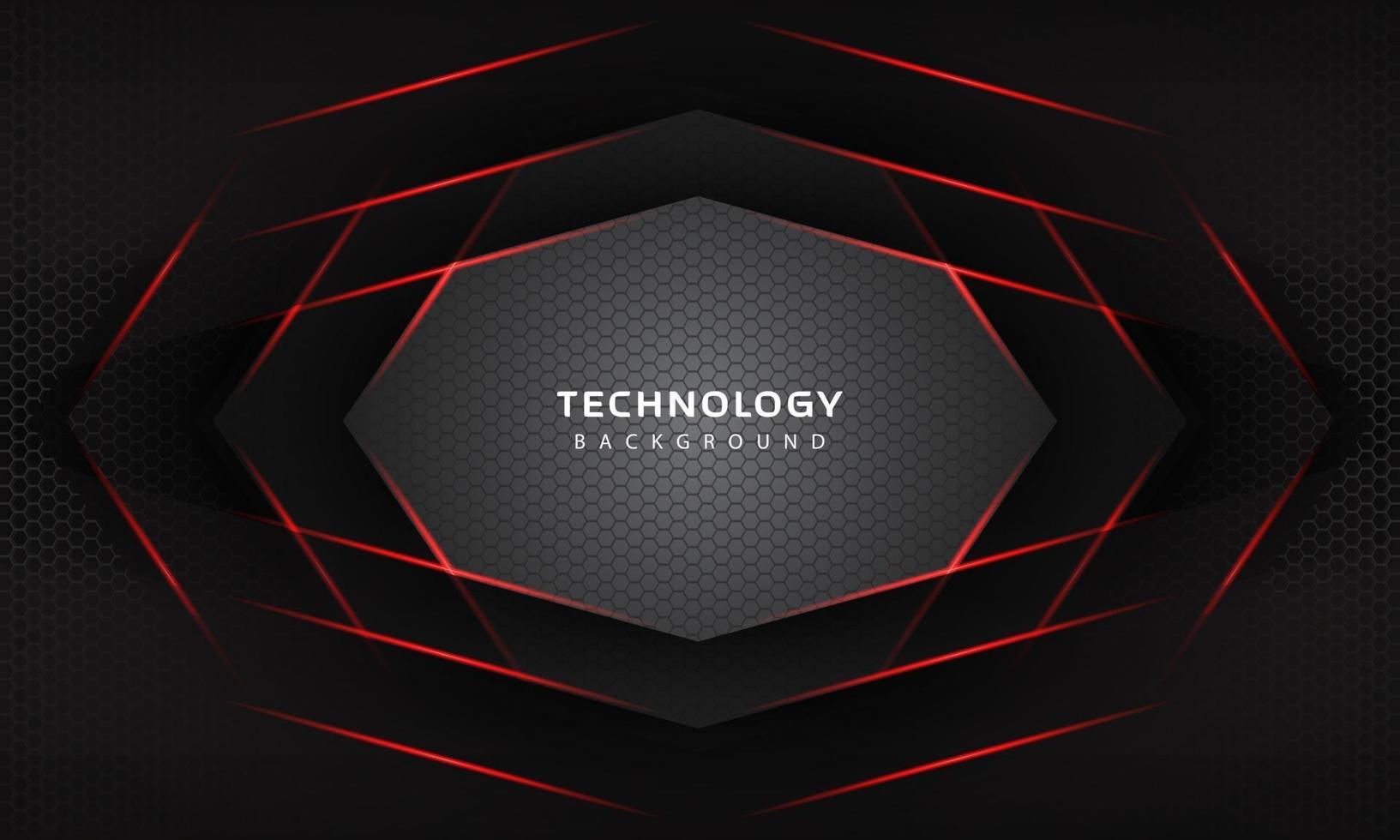 3D Overlap layers effect with red color light decoration. modern technology design template. vector