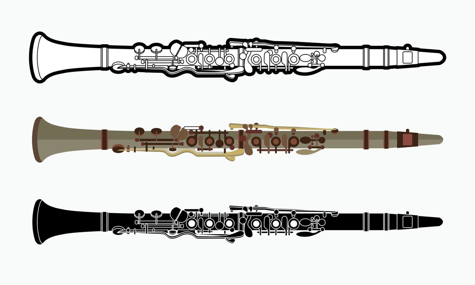 Instrumento de música de orquesta de clarinete. vector