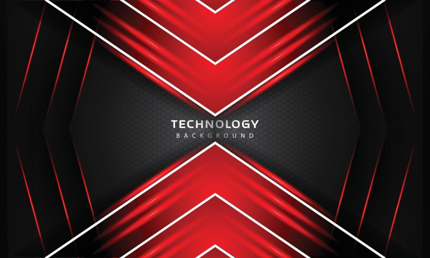 3D Overlap layers effect with red color light decoration. modern technology design template. vector