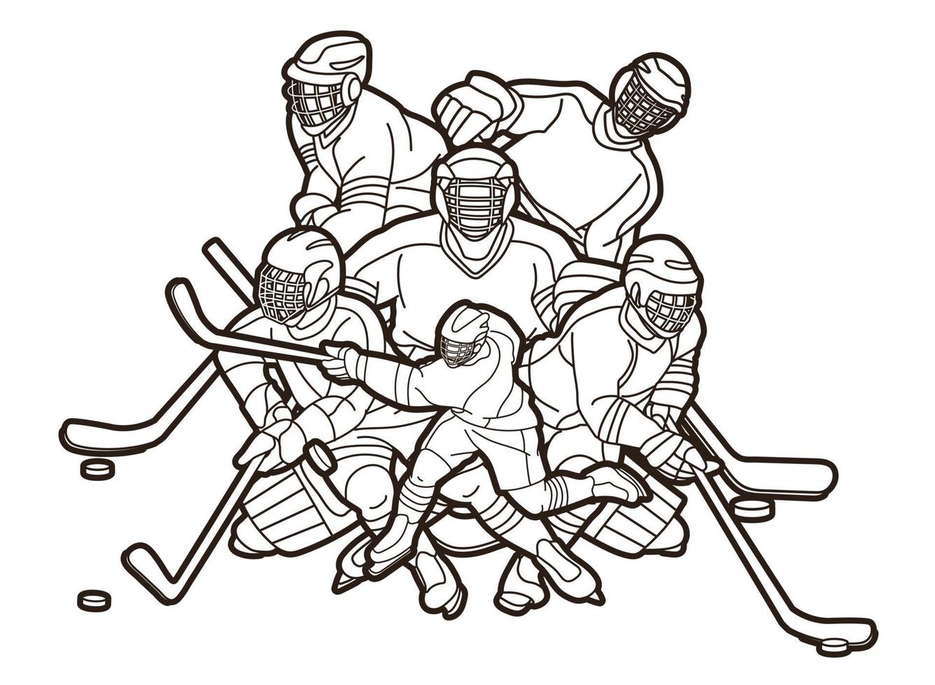 contorno de los jugadores de hockey sobre hielo vector