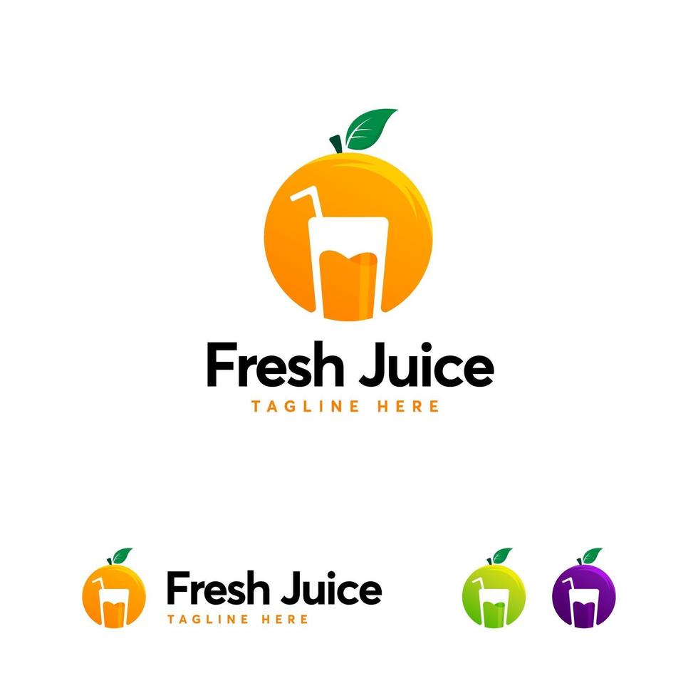 Fresh Juice logo designs template, Orange juice logo template vector