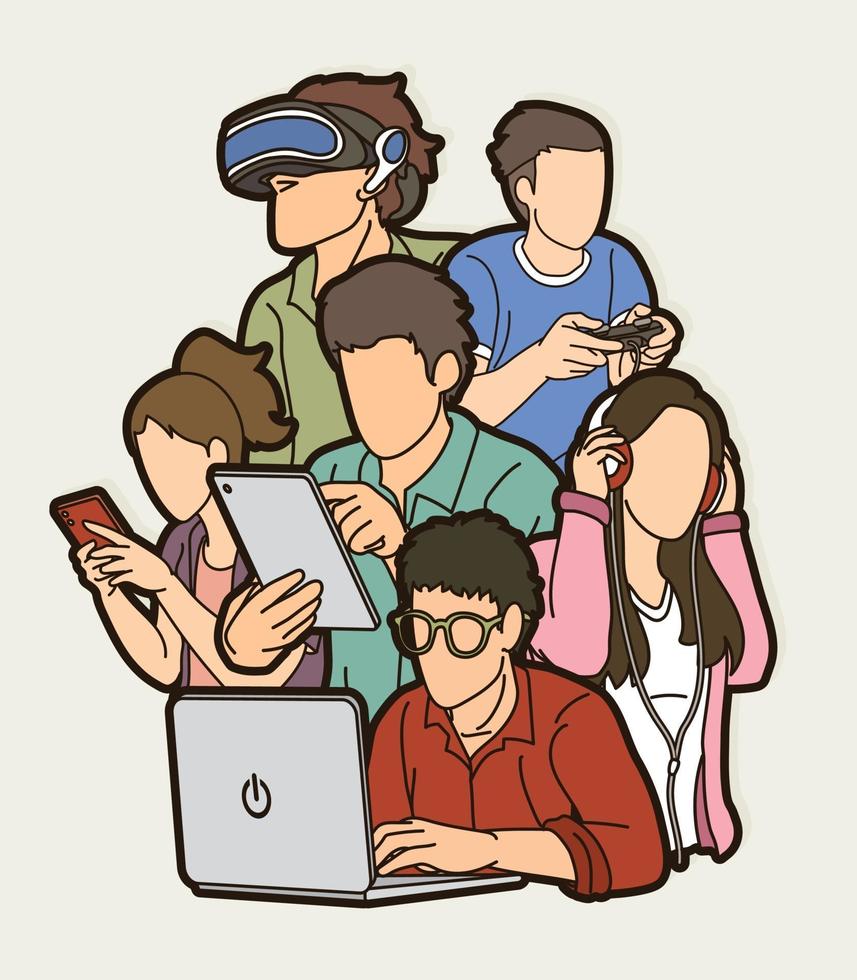 People Using Digital Devices Technology Design vector