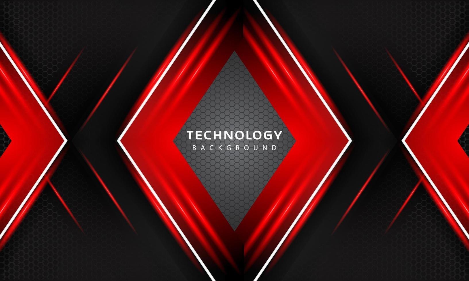 3D Overlap layers effect with red color light decoration. modern technology design template. vector