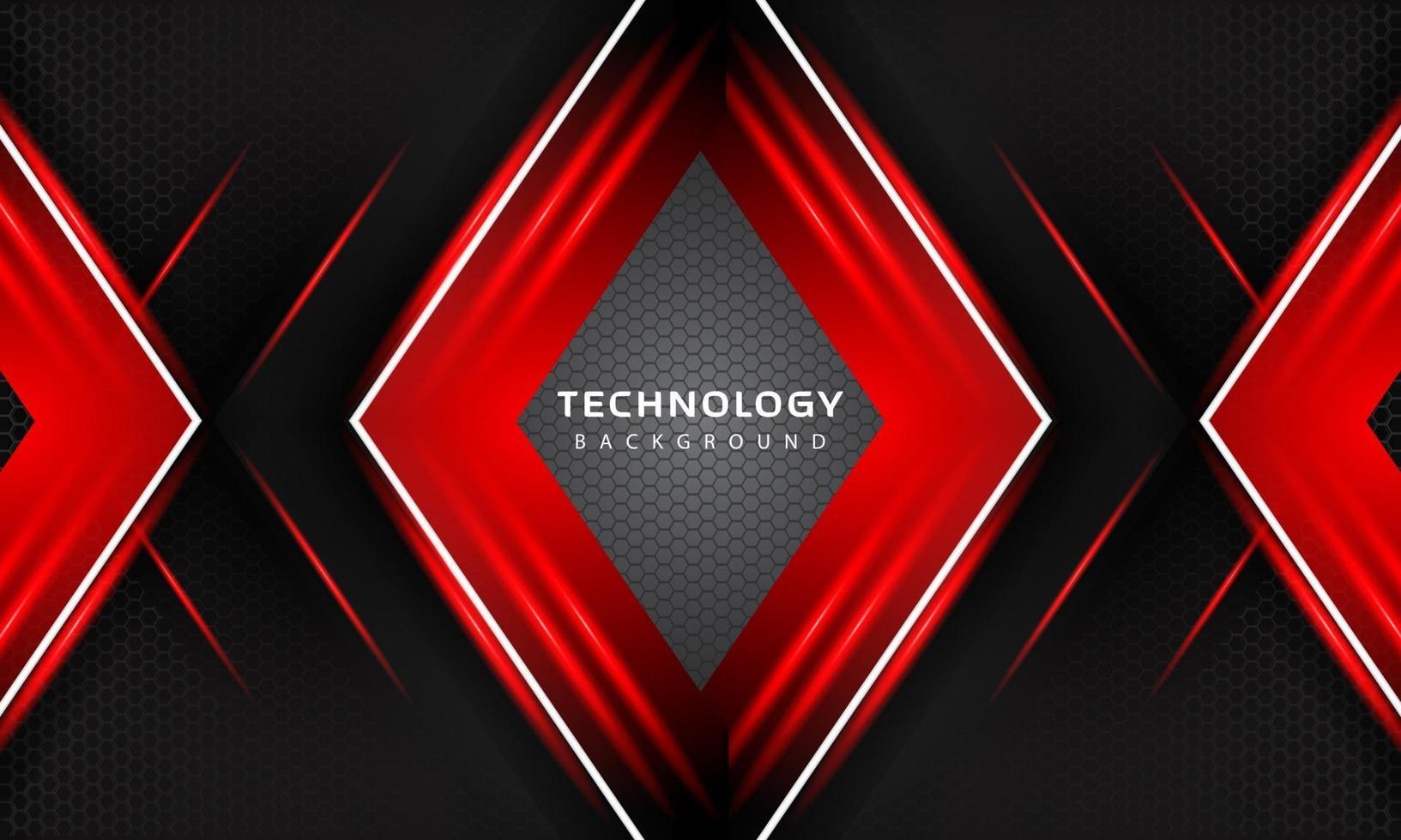 3D Overlap layers effect with red color light decoration. modern technology design template. vector