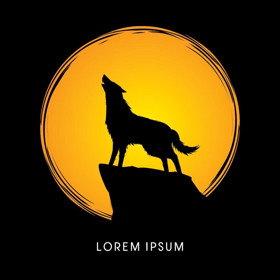 Wolf Howling on the Moon Background vector