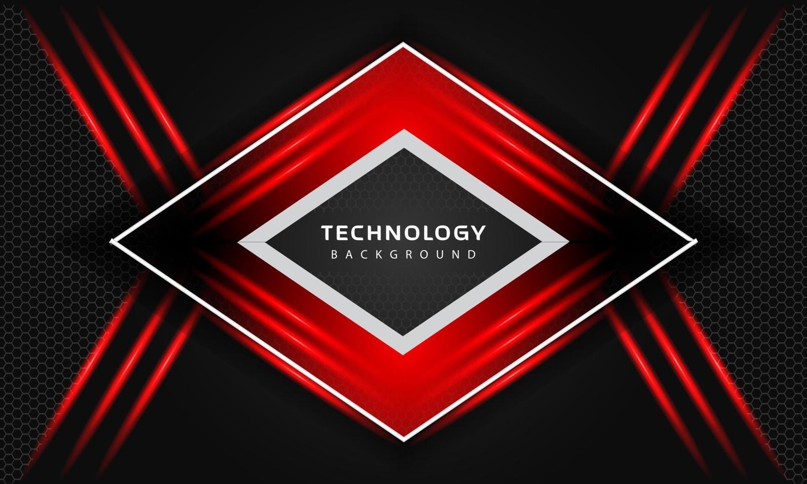3D Overlap layers effect with red color light decoration. modern technology design template. vector