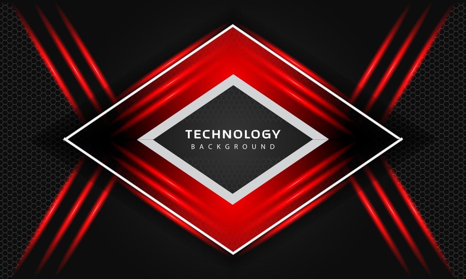 3D Overlap layers effect with red color light decoration. modern technology design template. vector