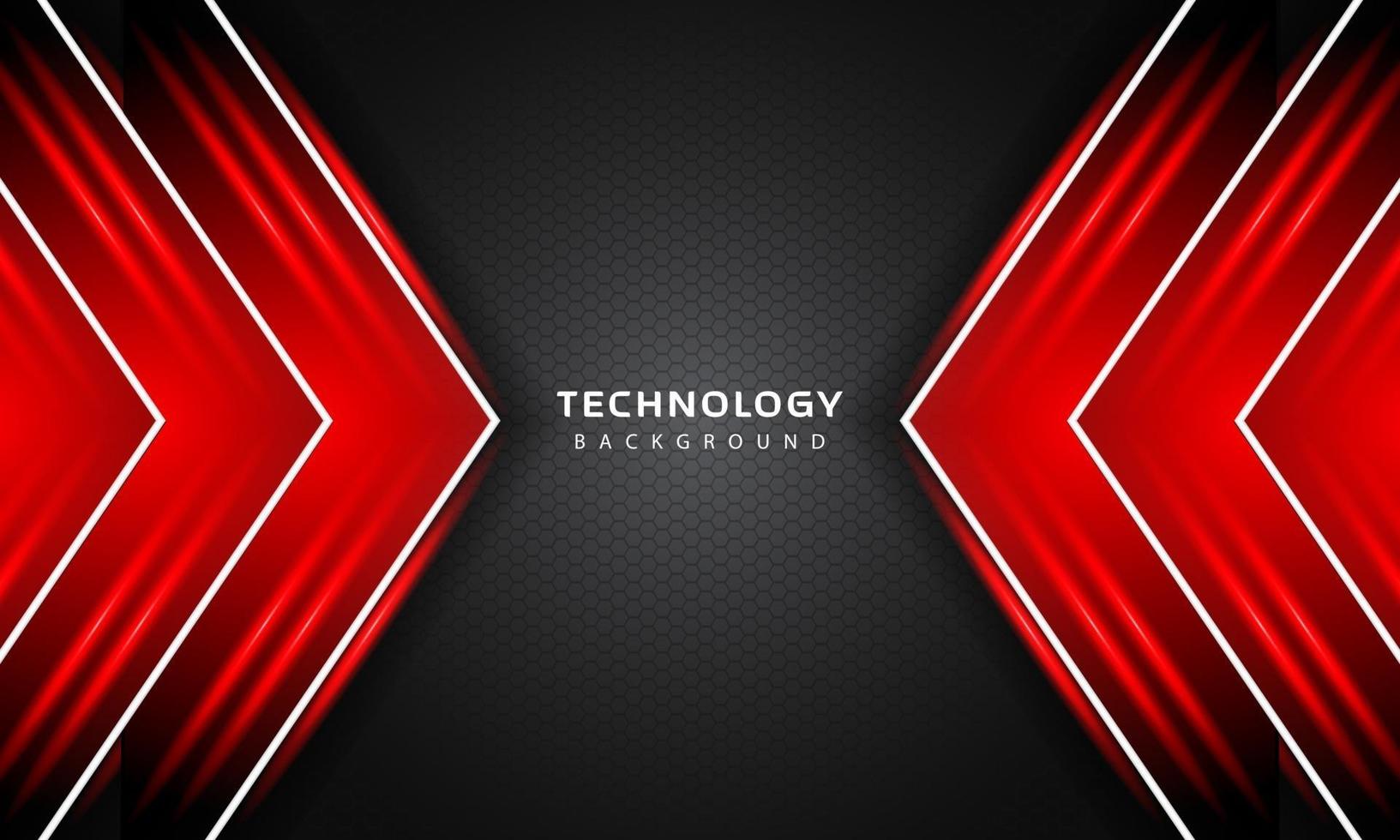 3D Overlap layers effect with red color light decoration. modern technology design template. vector